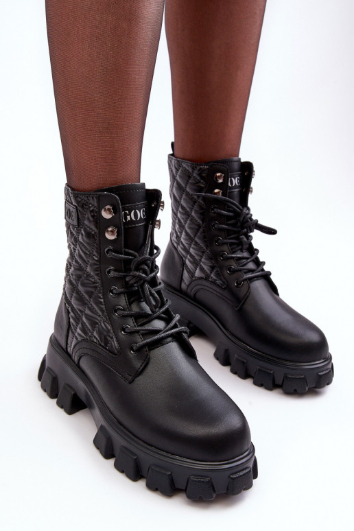 Pelle Stivaletti da lavoro con tacchi larghi GOE MM2N4021 colore nero Pelle Stivaletti da lavoro con tacchi larghi GOE MM2N4021 colore nero