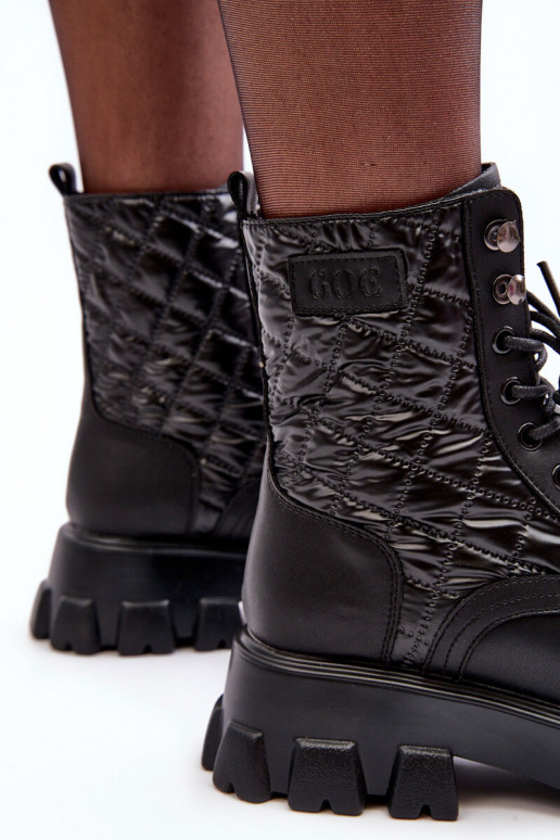 Pelle Stivaletti da lavoro con tacchi larghi GOE MM2N4021 colore nero Pelle Stivaletti da lavoro con tacchi larghi GOE MM2N4021 colore nero