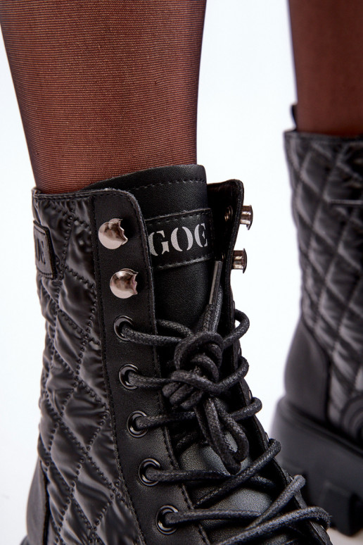 Pelle Stivaletti da lavoro con tacchi larghi GOE MM2N4021 colore nero Pelle Stivaletti da lavoro con tacchi larghi GOE MM2N4021 colore nero