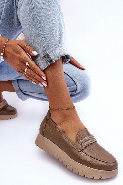 Pelle scarpe con una piattaforma con ornamenti beige Lemar Lehira Pelle scarpe con una piattaforma con ornamenti beige Lemar Lehira