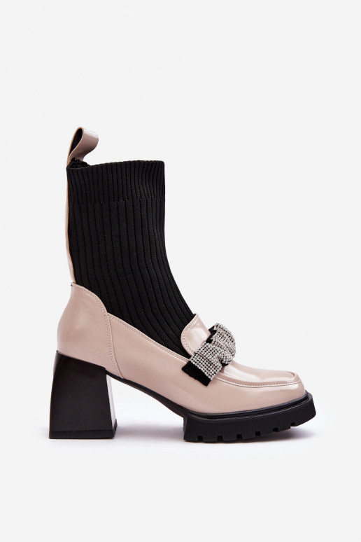 Stivali da donna Da Skarpet con i tacchi beige S.Barski MR870-41 Stivali da donna Da Skarpet con i tacchi beige S.Barski MR870-41