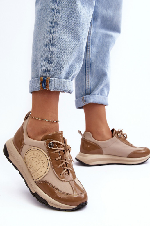 Femminile scarpe da ginnastica Pelle Deveciejka 06295-04 beige Femminile scarpe da ginnastica Pelle Deveciejka 06295-04 beige