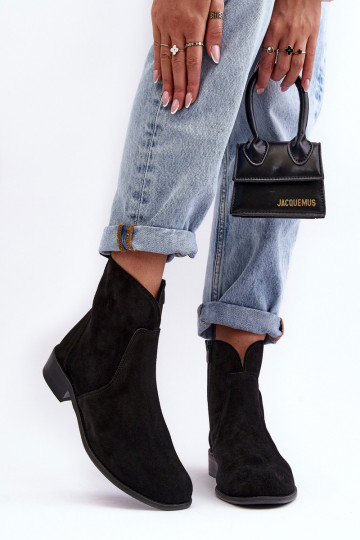 Scarpe scamosciate Femminile con cerniere colore nero Nicole 2829