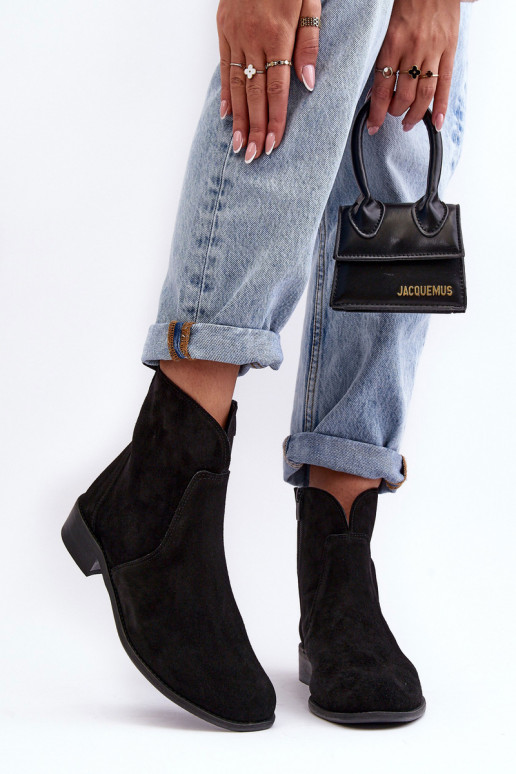 Scarpe scamosciate Femminile con cerniere colore nero Nicole 2829