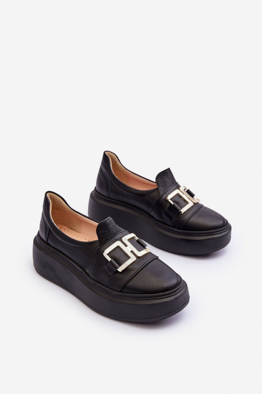 Pelle scarpe Femminile con una piattaforma colore nero LeAski 3398/2 Pelle scarpe Femminile con una piattaforma colore nero LeAski 3398/2