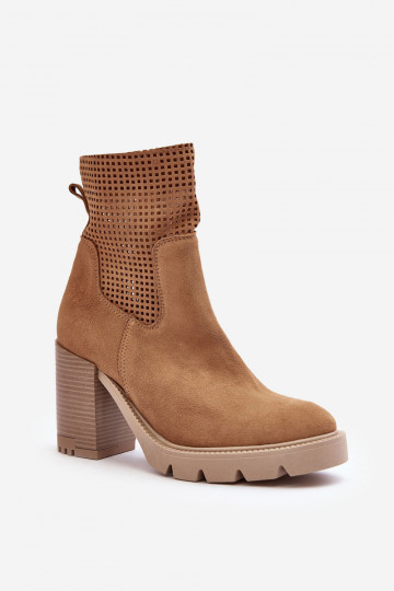 Pelle scamosciata traforata Stivali da donna colore marrone LeAski 3386 2