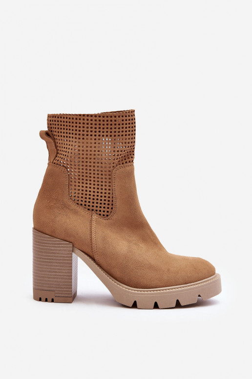 Pelle scamosciata traforata Stivali da donna colore marrone LeAski 3386