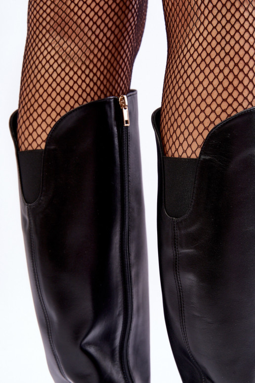 Femminile Pelle stivali con i tacchi colore nero LeAski 2928/B