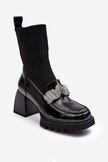 Stivali femminili con gambale a calza e tacco D&A MR870-41 neri 2