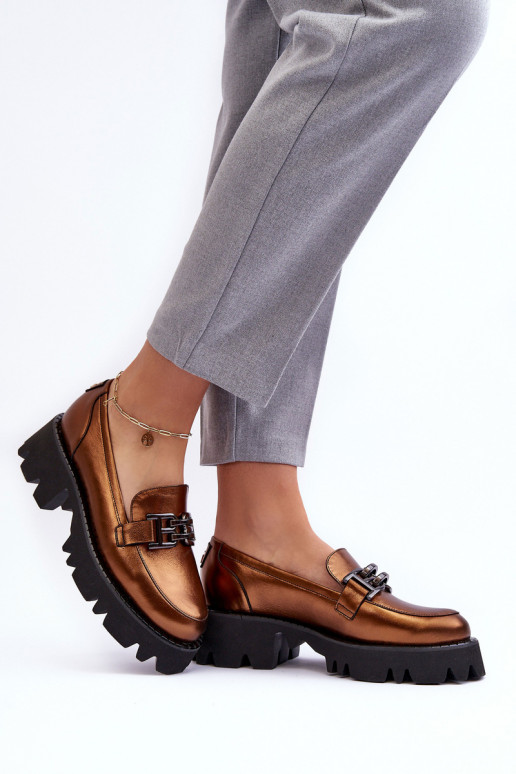 Femminile Pelle scarpe Mocassini con ornamenti Laura Messi 2699 colore dorato Femminile Pelle scarpe Mocassini con ornamenti Laura Messi 2699 colore dorato