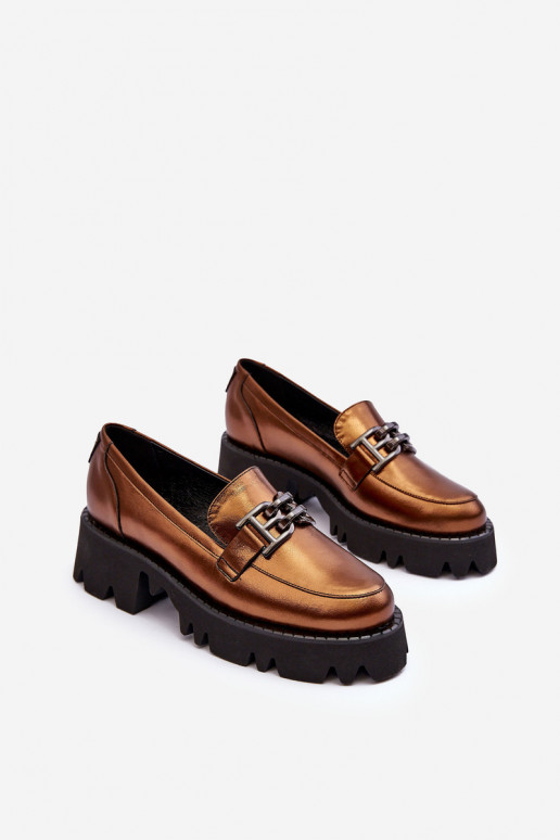 Femminile Pelle scarpe Mocassini con ornamenti Laura Messi 2699 colore dorato Femminile Pelle scarpe Mocassini con ornamenti Laura Messi 2699 colore dorato