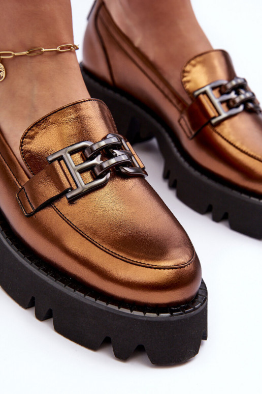 Femminile Pelle scarpe Mocassini con ornamenti Laura Messi 2699 colore dorato Femminile Pelle scarpe Mocassini con ornamenti Laura Messi 2699 colore dorato