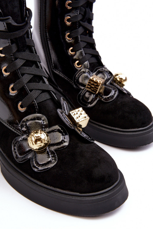 Alla moda Femminile Stivali con cerniere con bellissimi dettagli D&A MR870-76 colore nero