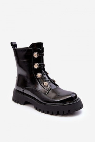 Femminile riscaldamento Stivali Con decorazionii Guzikami D&A MR870-51 colore nero 2