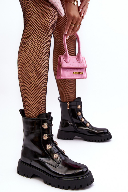 Femminile riscaldamento Stivali Con decorazionii Guzikami D&A MR870-51 colore nero Femminile riscaldamento Stivali Con decorazionii Guzikami D&A MR870-51 colore nero