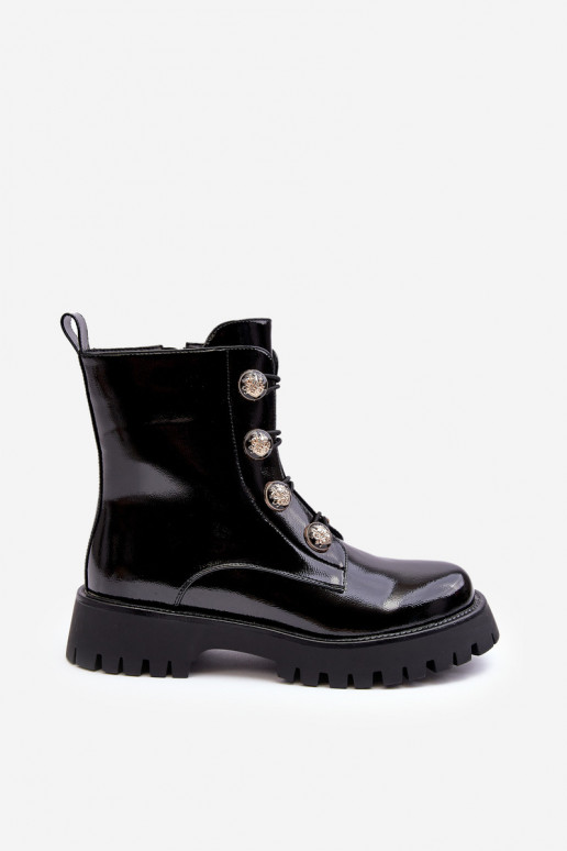 Femminile riscaldamento Stivali Con decorazionii Guzikami D&A MR870-51 colore nero Femminile riscaldamento Stivali Con decorazionii Guzikami D&A MR870-51 colore nero