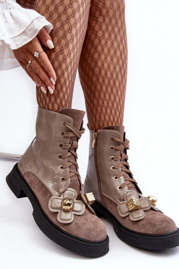 Alla moda Femminile Stivali con cerniere con bellissimi dettagli D&A MR870-76 grigio-colore marrone