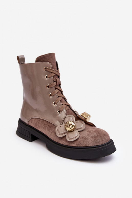 Alla moda Femminile Stivali con cerniere con bellissimi dettagli D&A MR870-76 grigio-colore marrone Alla moda Femminile Stivali con cerniere con bellissimi dettagli D&A MR870-76 grigio-colore marrone