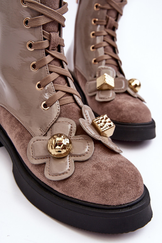 Alla moda Femminile Stivali con cerniere con bellissimi dettagli D&A MR870-76 grigio-colore marrone Alla moda Femminile Stivali con cerniere con bellissimi dettagli D&A MR870-76 grigio-colore marrone