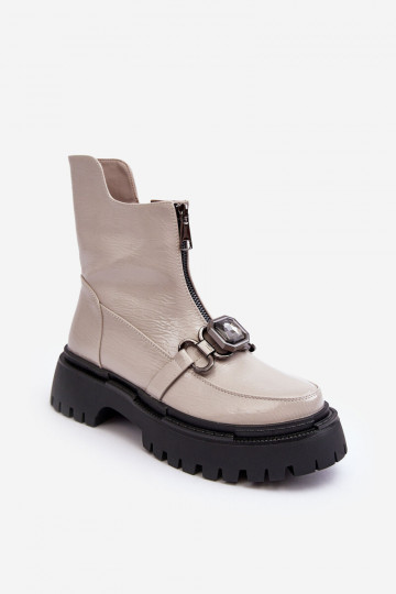 con effetto vernice Femminile Stivali con cerniere D&A MR870-94 colore grigio 2