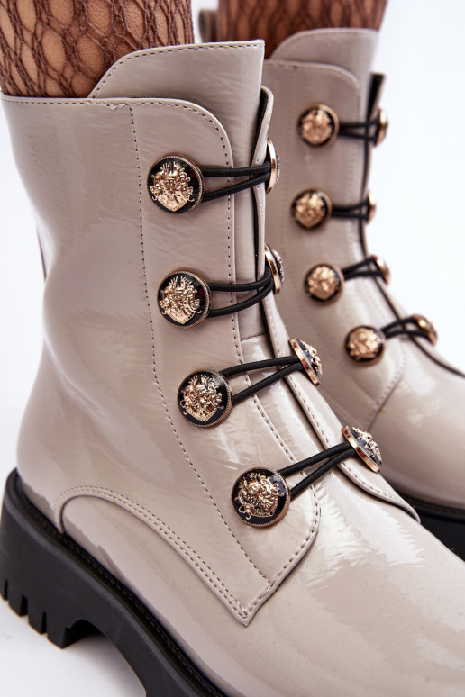 Femminile riscaldamento Stivali Con decorazionii Guzikami D&A MR870-51 colore avorio