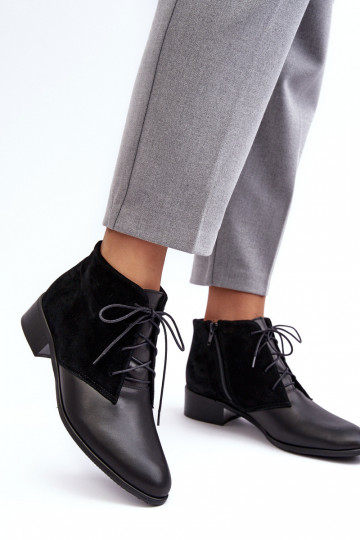 Alla moda Femminile Stivali stringati colore nero Kefora