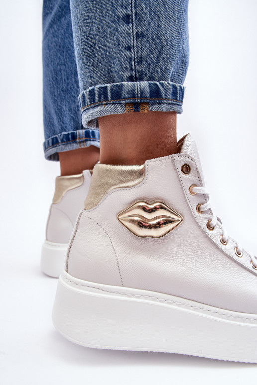 Scarpe per il tempo libero Alto con cerniere Lemar Colore bianco Katerin Scarpe per il tempo libero Alto con cerniere Lemar Colore bianco Katerin