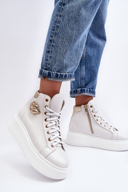 Scarpe per il tempo libero Alto con cerniere Lemar Colore bianco Katerin Scarpe per il tempo libero Alto con cerniere Lemar Colore bianco Katerin