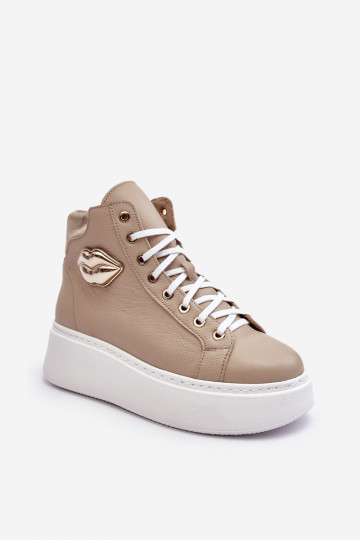 Scarpe alte da tempo libero con cerniere color sabbia Katerin 2
