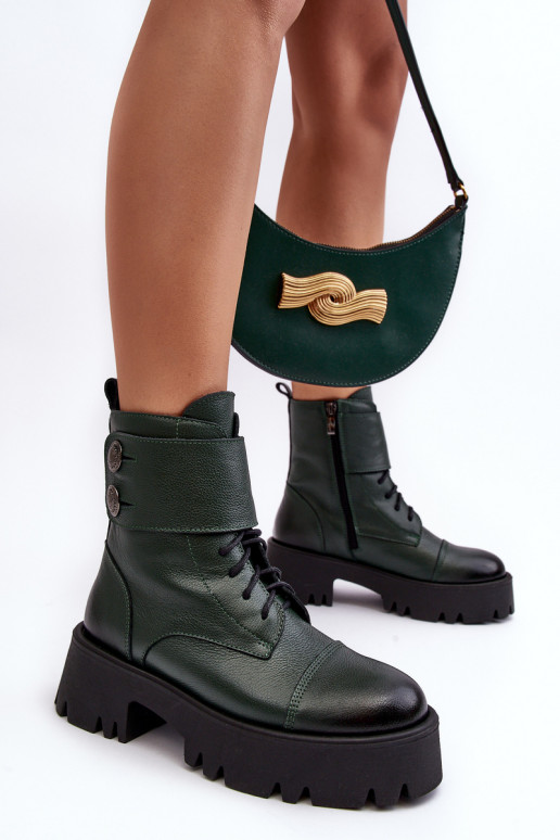 Pelle Stivali da equitazione alti colore verde Lemar Anceria Pelle Stivali da equitazione alti colore verde Lemar Anceria