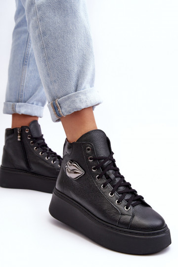 Scarpe alte da tempo libero con cerniere neri Katerin