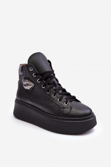 Scarpe alte da tempo libero con cerniere neri Katerin 2