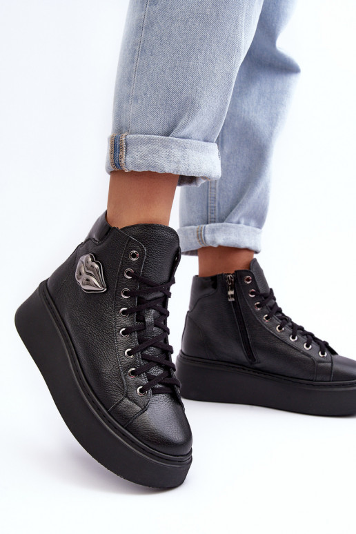 Scarpe per il tempo libero Alto con cerniere Lemar colore nero Katerin Scarpe per il tempo libero Alto con cerniere Lemar colore nero Katerin