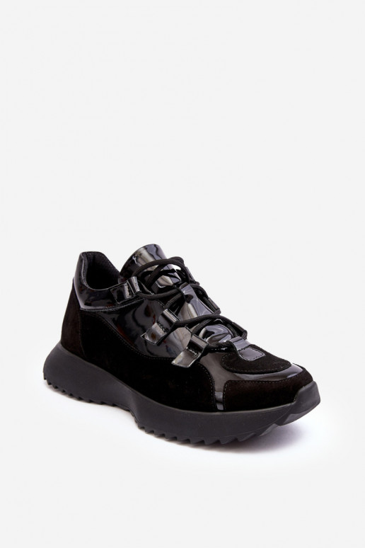 Pelle con effetto vernice scarpe da ginnastica Femminile M01/2 Zazoo colore nero Pelle con effetto vernice scarpe da ginnastica Femminile M01/2 Zazoo colore nero