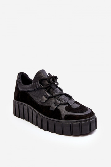Femminile Pelle scarpe da ginnastica con una piattaforma M01/1 Zazoo colore nero 2