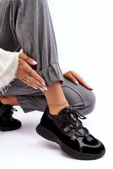 Pelle scarpe da ginnastica Femminile M01/2 Zazoo colore nero