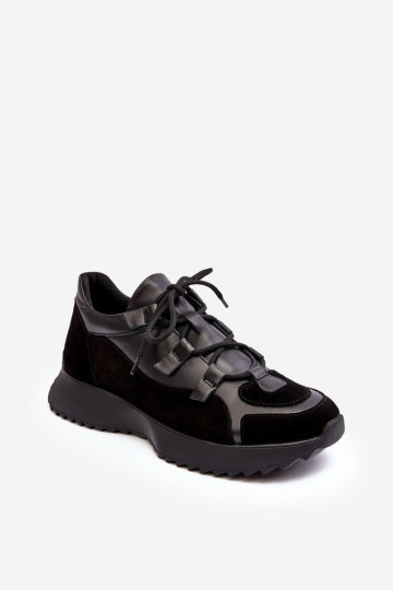 Pelle scarpe da ginnastica Femminile M01/2 Zazoo colore nero 2