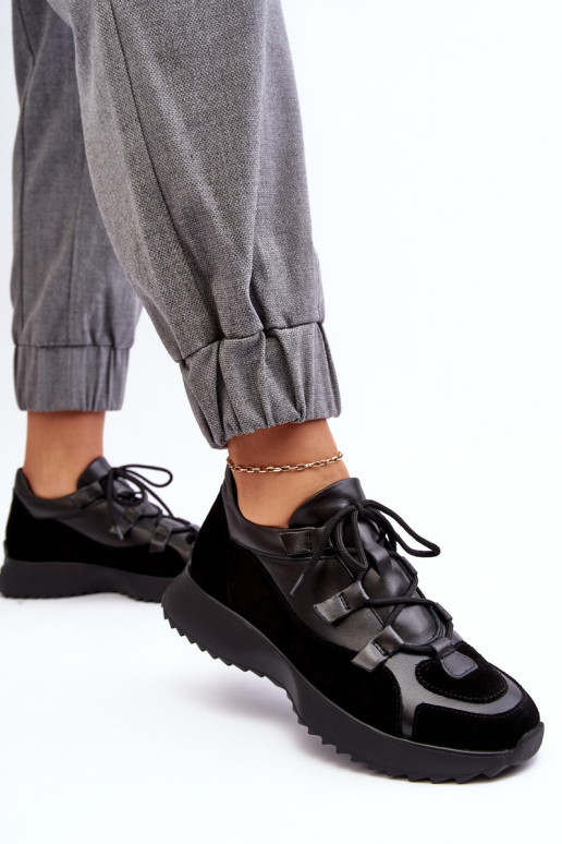 Pelle scarpe da ginnastica Femminile M01/2 Zazoo colore nero Pelle scarpe da ginnastica Femminile M01/2 Zazoo colore nero