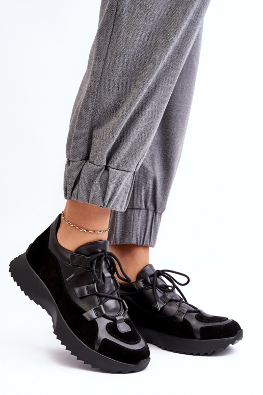 Pelle scarpe da ginnastica Femminile M01/2 Zazoo colore nero Pelle scarpe da ginnastica Femminile M01/2 Zazoo colore nero