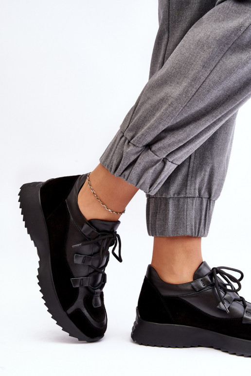 Pelle scarpe da ginnastica Femminile M01/2 Zazoo colore nero Pelle scarpe da ginnastica Femminile M01/2 Zazoo colore nero