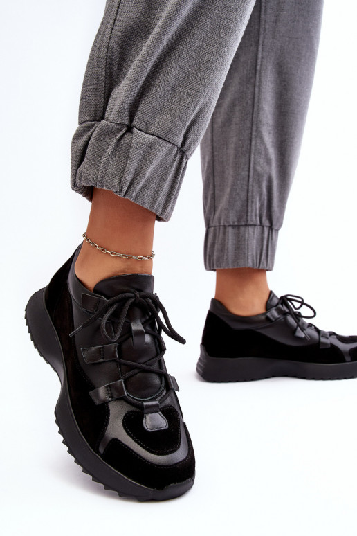 Pelle scarpe da ginnastica Femminile M01/2 Zazoo colore nero Pelle scarpe da ginnastica Femminile M01/2 Zazoo colore nero