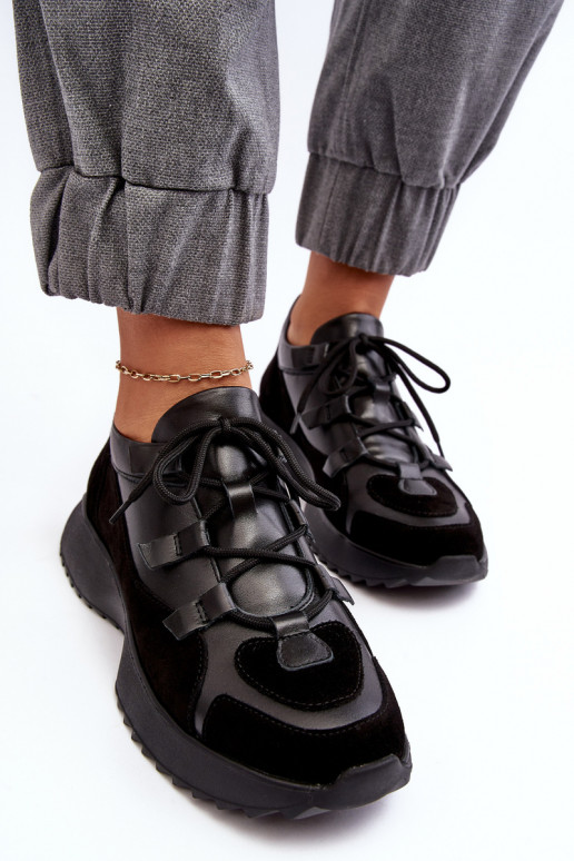 Pelle scarpe da ginnastica Femminile M01/2 Zazoo colore nero Pelle scarpe da ginnastica Femminile M01/2 Zazoo colore nero