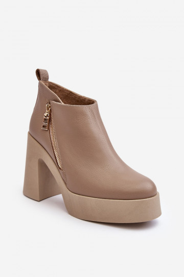 Stivali da donna Su un enorme palo con cerniere 1755 Zazoo beige 2