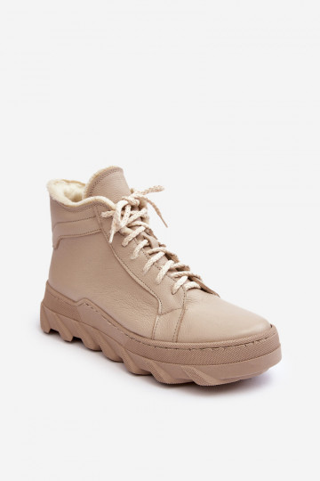 riscaldamento Pelle Stivali da donna con una piattaforma beige Lemar Jevette 2