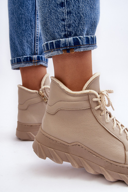 riscaldamento Pelle Stivali da donna con una piattaforma beige Lemar Jevette