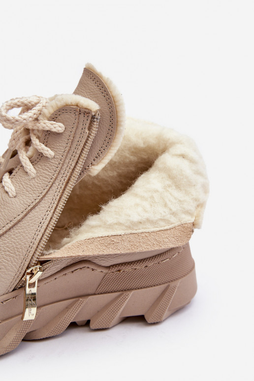 riscaldamento Pelle Stivali da donna con una piattaforma beige Lemar Jevette