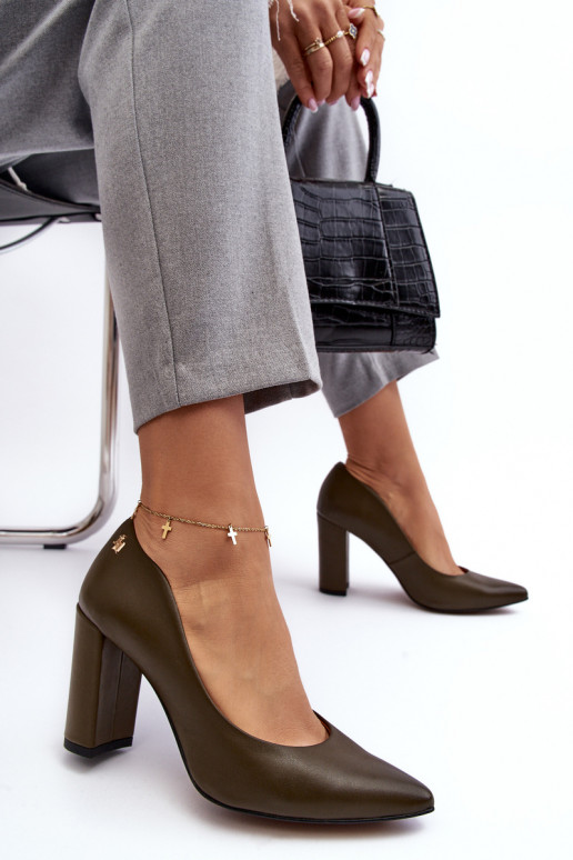 Pelle Scarpe con i tacchi Laura Messi 2624/227 colore kaki Pelle Scarpe con i tacchi Laura Messi 2624/227 colore kaki