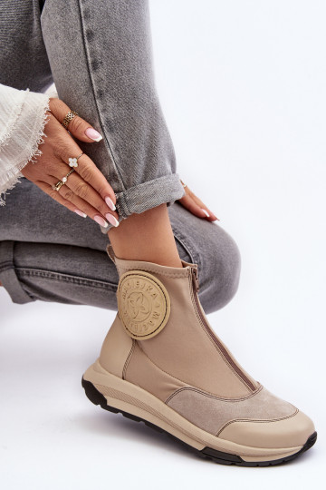 Stivali da donna con cerniere Deveciejka 06297-22 beige