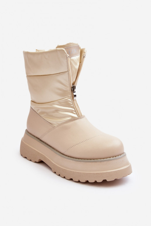 Stivali da neve Femminile Su una suola spessa con cerniere GOE MM2N4079 beige Stivali da neve Femminile Su una suola spessa con cerniere GOE MM2N4079 beige