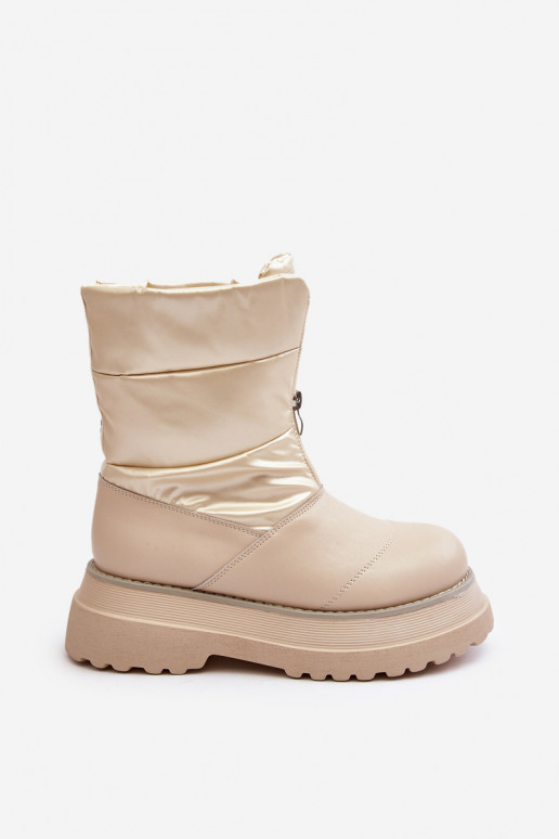 Stivali da neve Femminile Su una suola spessa con cerniere GOE MM2N4079 beige Stivali da neve Femminile Su una suola spessa con cerniere GOE MM2N4079 beige